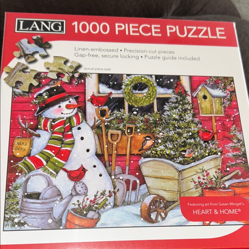 New Unopened Lang 1000PC Snowman Winter Garden Jigsaw Puzzle.